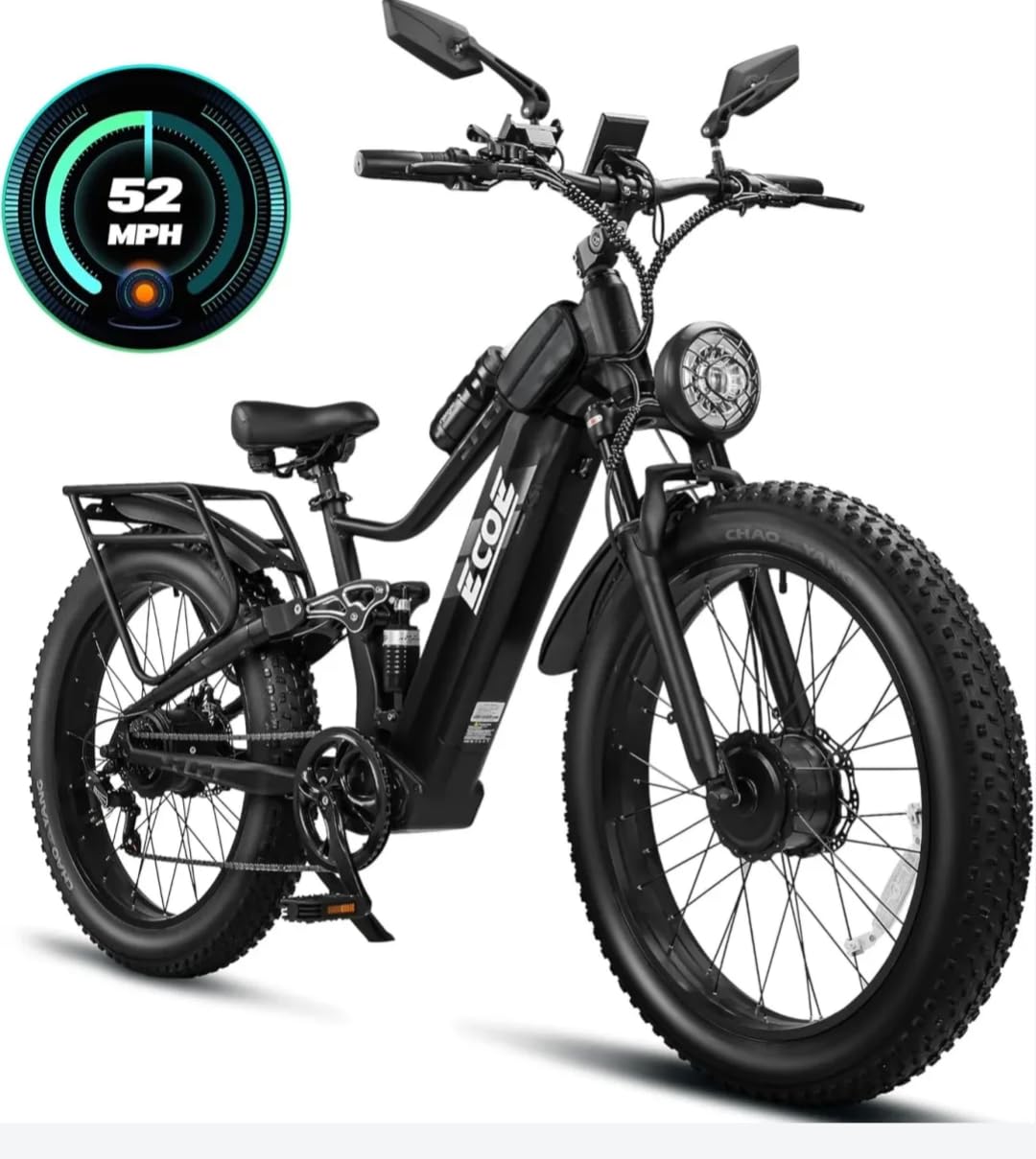 EcoE 9000W/10000W Dual Motor Electric Bike for Adults 52MPH with Charge Voltage 63v Battery, 26x4 Fat Tire All Terrain Ebikes, Full Suspension E Bike, SHM 7-Speed Gear Electric customer photo 1