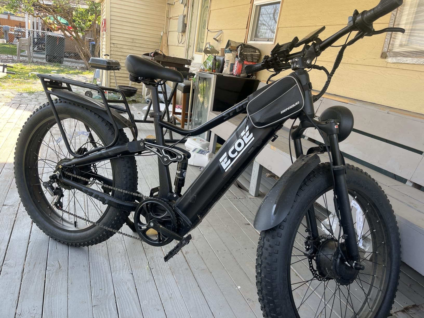 EcoE 9000W/10000W Dual Motor Electric Bike for Adults 52MPH with Charge Voltage 63v Battery, 26x4 Fat Tire All Terrain Ebikes, Full Suspension E Bike, SHM 7-Speed Gear Electric customer photo 2