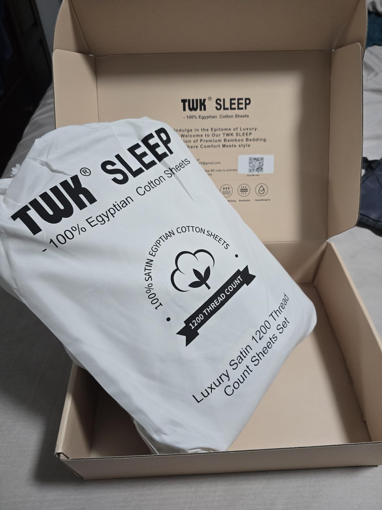 TWK Luxury Sheet Set, Genuine 100% Viscose Derived from Bamboo, Cooling & Breathable, Silky Soft, Bedding Sheets & Pillowcases (White, King(78 * 80 * 15)) customer photo 2