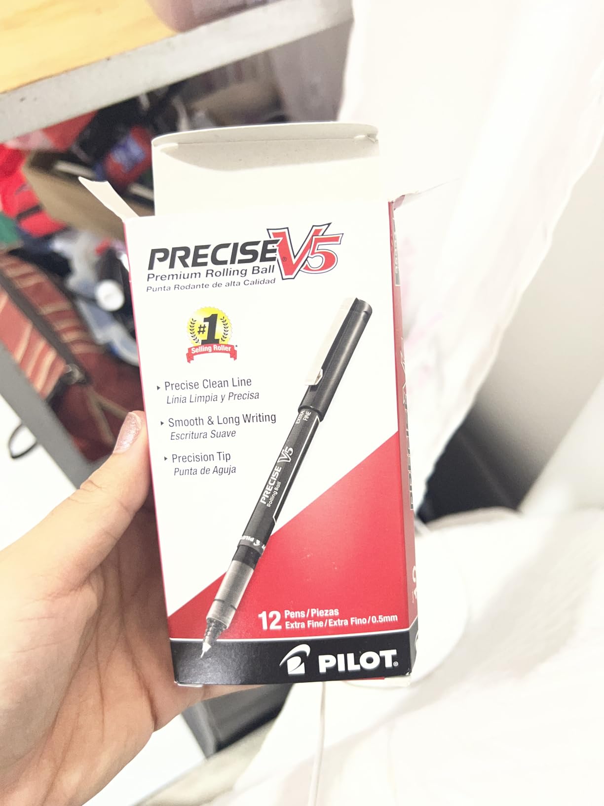 Pilot Precise V5 Rollerball Pens, Extra Fine Point 0.5 mm Black Pens, Black, Pack of 12 - Ideal for School, Journaling & Office Writing customer photo 1