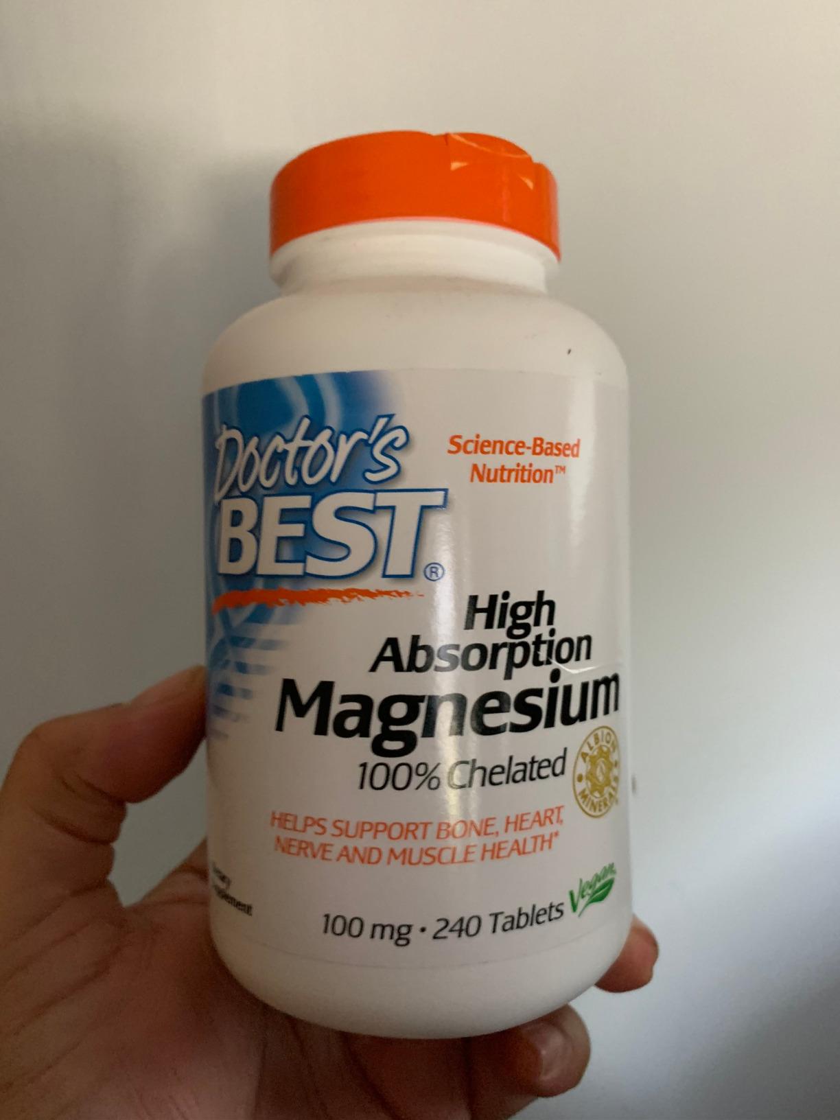 Doctor's Best High Absorption Magnesium Glycinate Lysinate Supplement for Sleep Support - Chelated Magnesium Tablets, 200mg per Serving, 240 Count customer photo 1