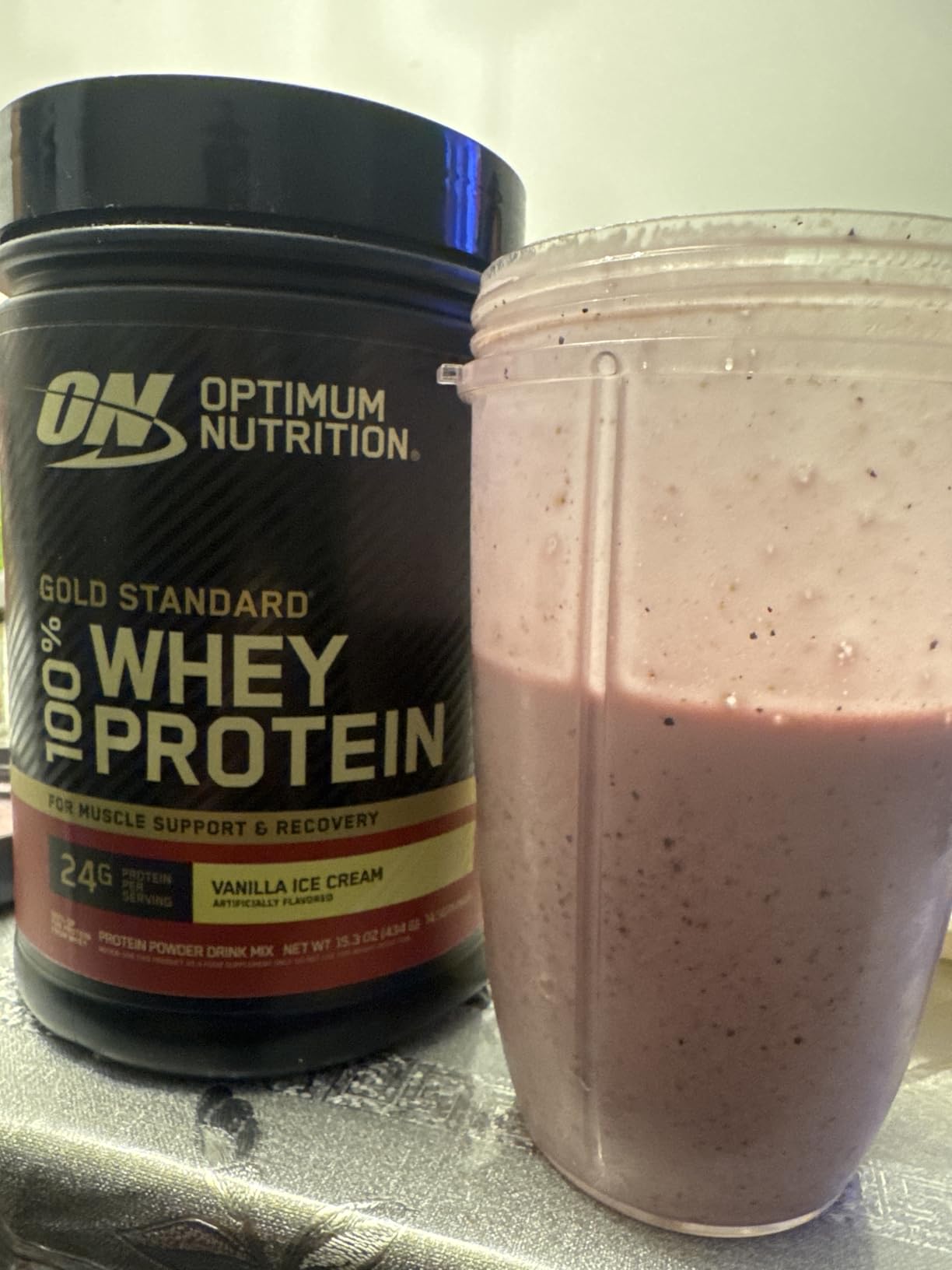 Optimum Nutrition Gold Standard 100% Whey Protein Powder, Vanilla Ice Cream, 2 Pound (Packaging May Vary) customer photo 1