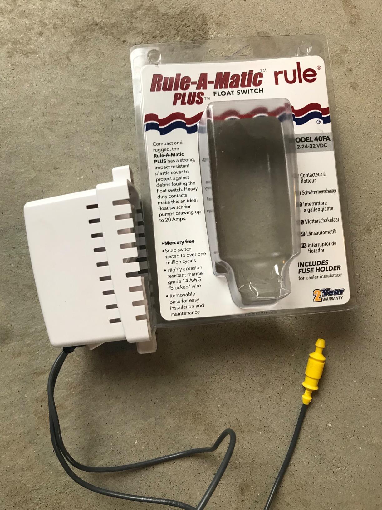 Rule 40A Rule-A-Matic Plus Bilge Pump Float Switch, 12, 24 or 32 Volt, Moisture Tight Seals , White , Small customer photo 1