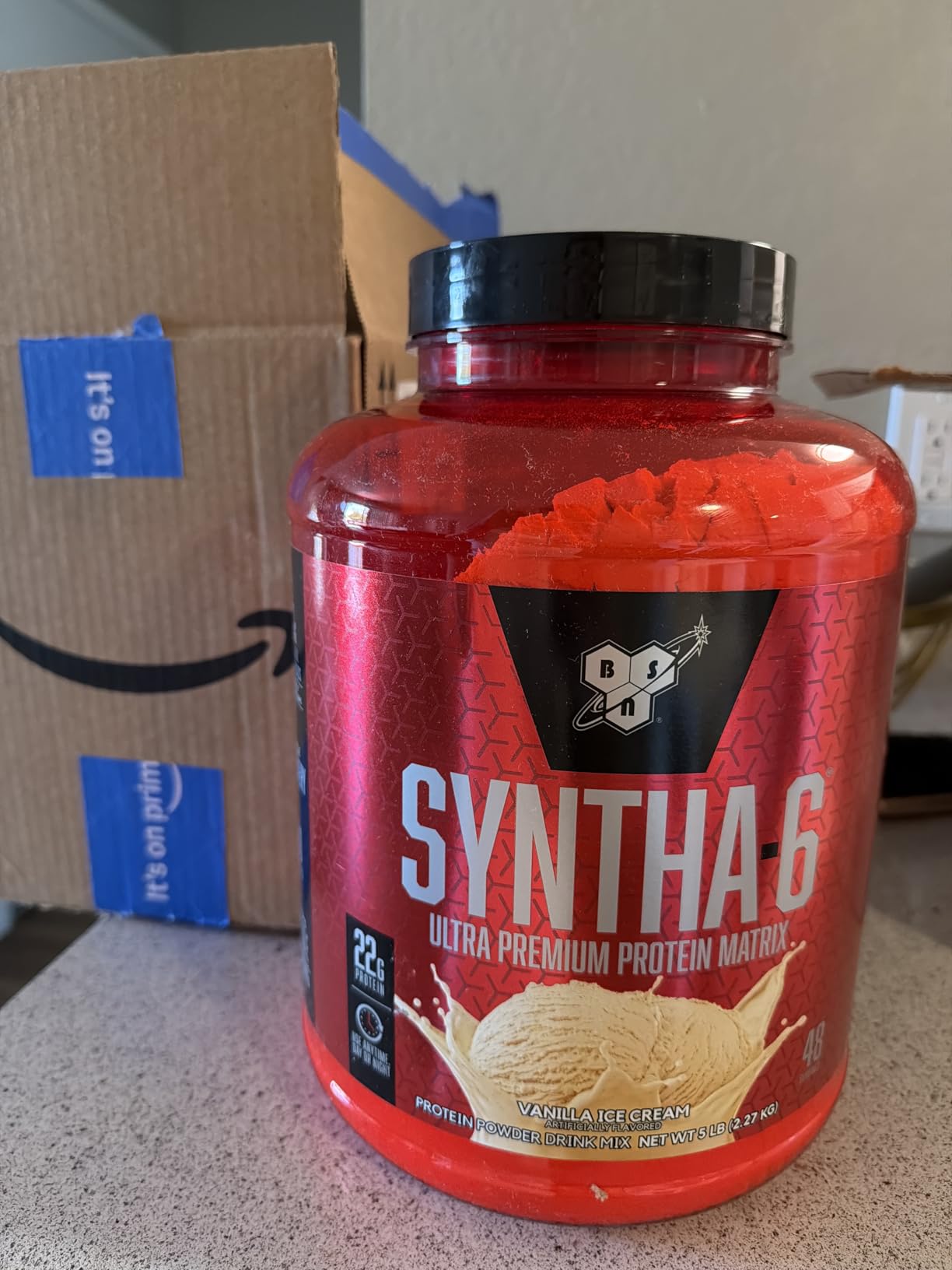 BSN SYNTHA-6 Whey Protein Powder, Micellar Casein, Milk Protein Isolate Powder, Vanilla Ice Cream, 5 Pounds, 48 Servings (Pack of 1) - Package May Vary customer photo 1