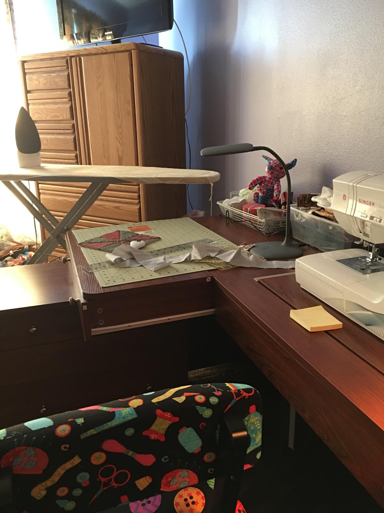 Kangaroo & Joey K8811 Sewing Cabinet - Dual Rail Electric Lift, Adjustable Sewing Table with Storage for Quilting & Crafting, Teak Finish customer photo 2
