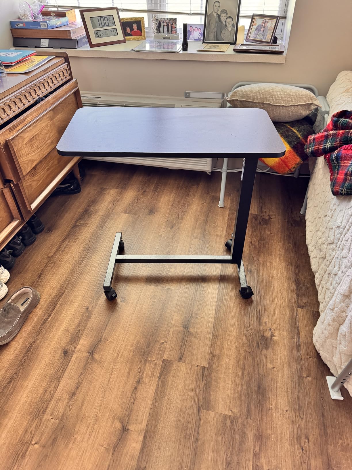 Drive Medical 13003 Non Tilt Top Overbed Table with Wheels, Chrome customer photo 2
