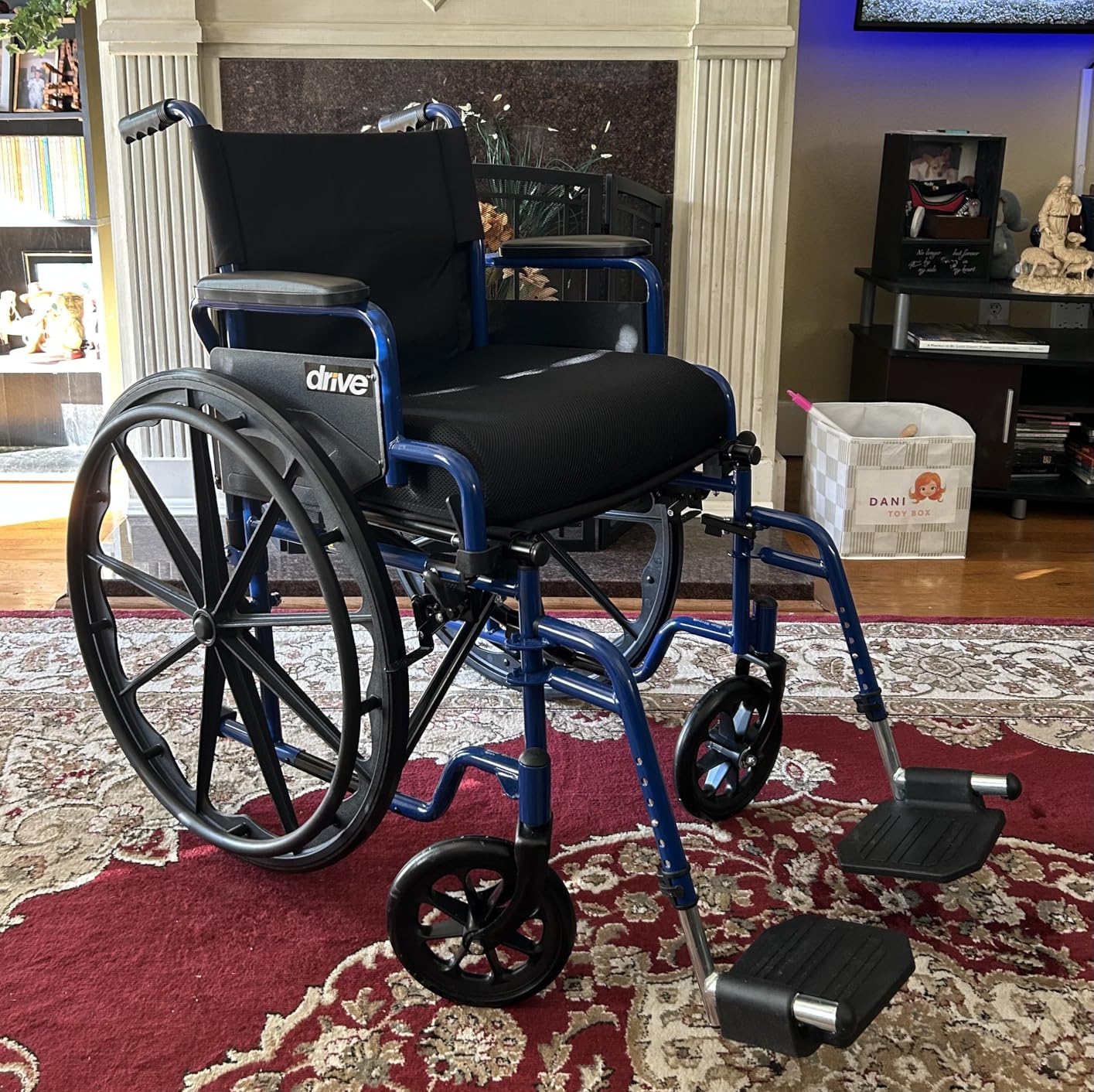 Drive Medical Blue Streak Lightweight Wheelchair - Portable Folding Mobility Aid - Swing-Away Footrests - Desk Arms - Durable Steel Frame - Easy Transport & Storage - 18-Inch Seat customer photo 1