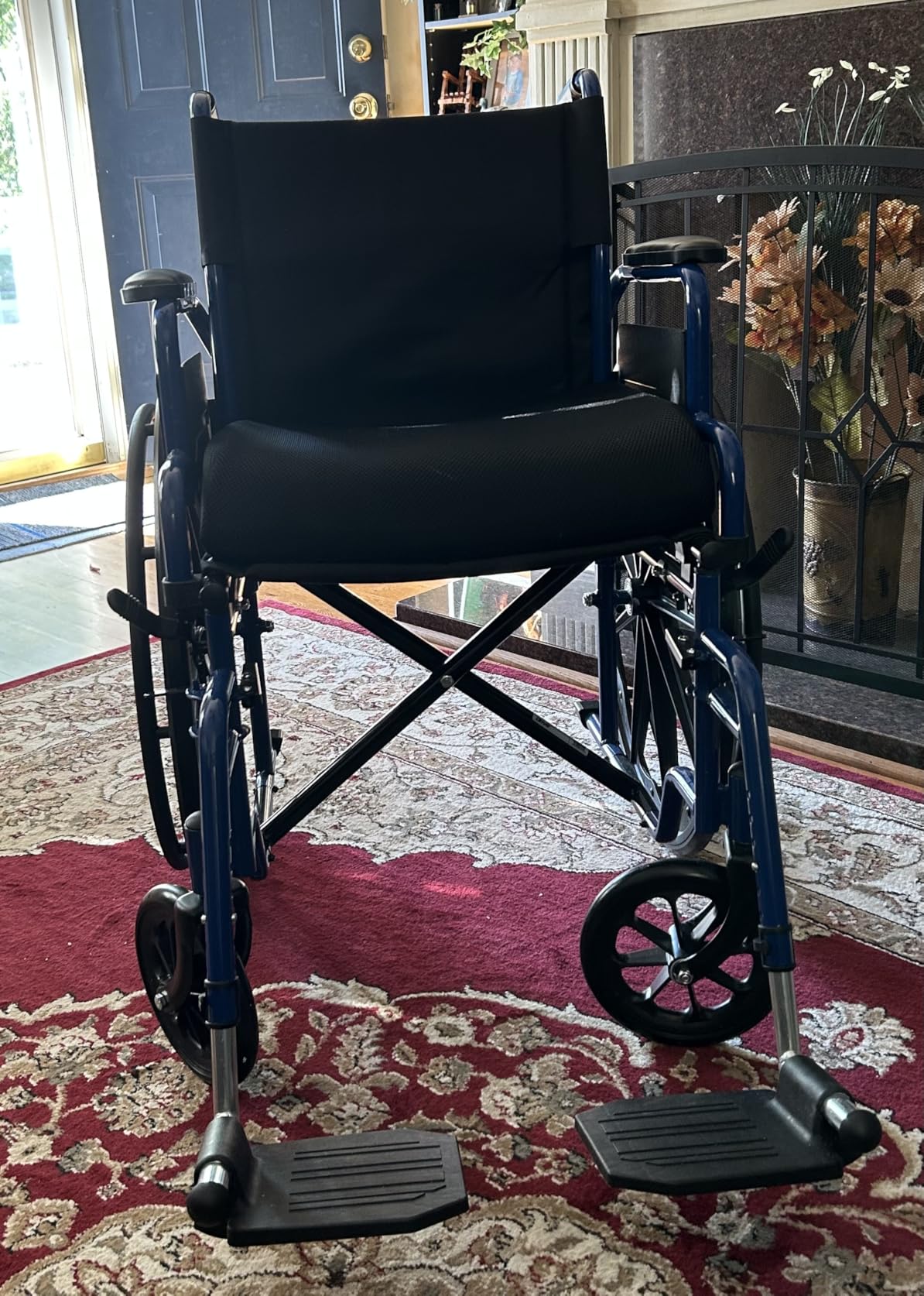 Drive Medical Blue Streak Lightweight Wheelchair - Portable Folding Mobility Aid - Swing-Away Footrests - Desk Arms - Durable Steel Frame - Easy Transport & Storage - 18-Inch Seat customer photo 2