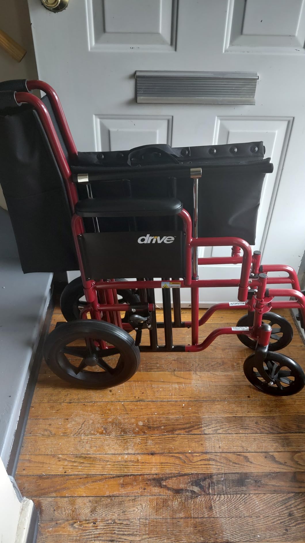 Drive Medical BTR22-R Bariatric Heavy Duty Transport Wheelchair, Red customer photo 2