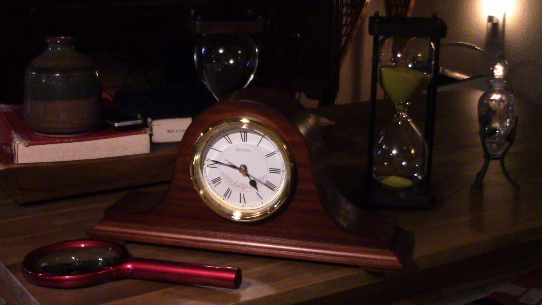 Bulova B1929 Bulova Annette I Chiming Mantel Clock, Model B1929 | Classic Mahogany Finish | Westminster Melody on the Hour | Battery Powered I Chiming Clock customer photo 2