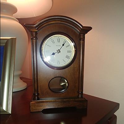 Bulova Dalton Chiming Pendulum Table Clock - Walnut Finish - Gold-Tone Accents customer photo 2