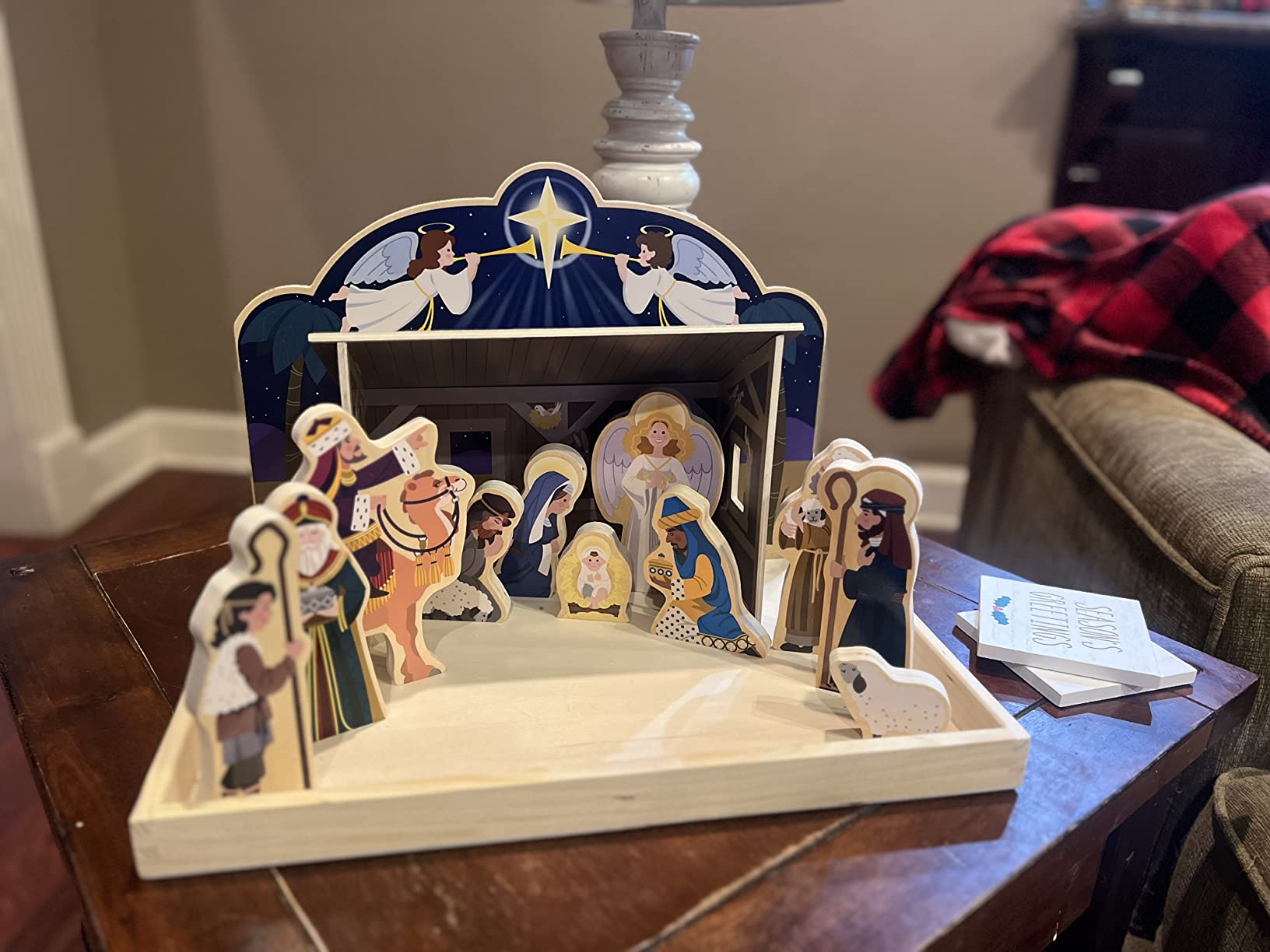 Melissa & Doug Classic Wooden Christmas Nativity Set with 4-Piece Stable and 11 Wooden Figures customer photo 2
