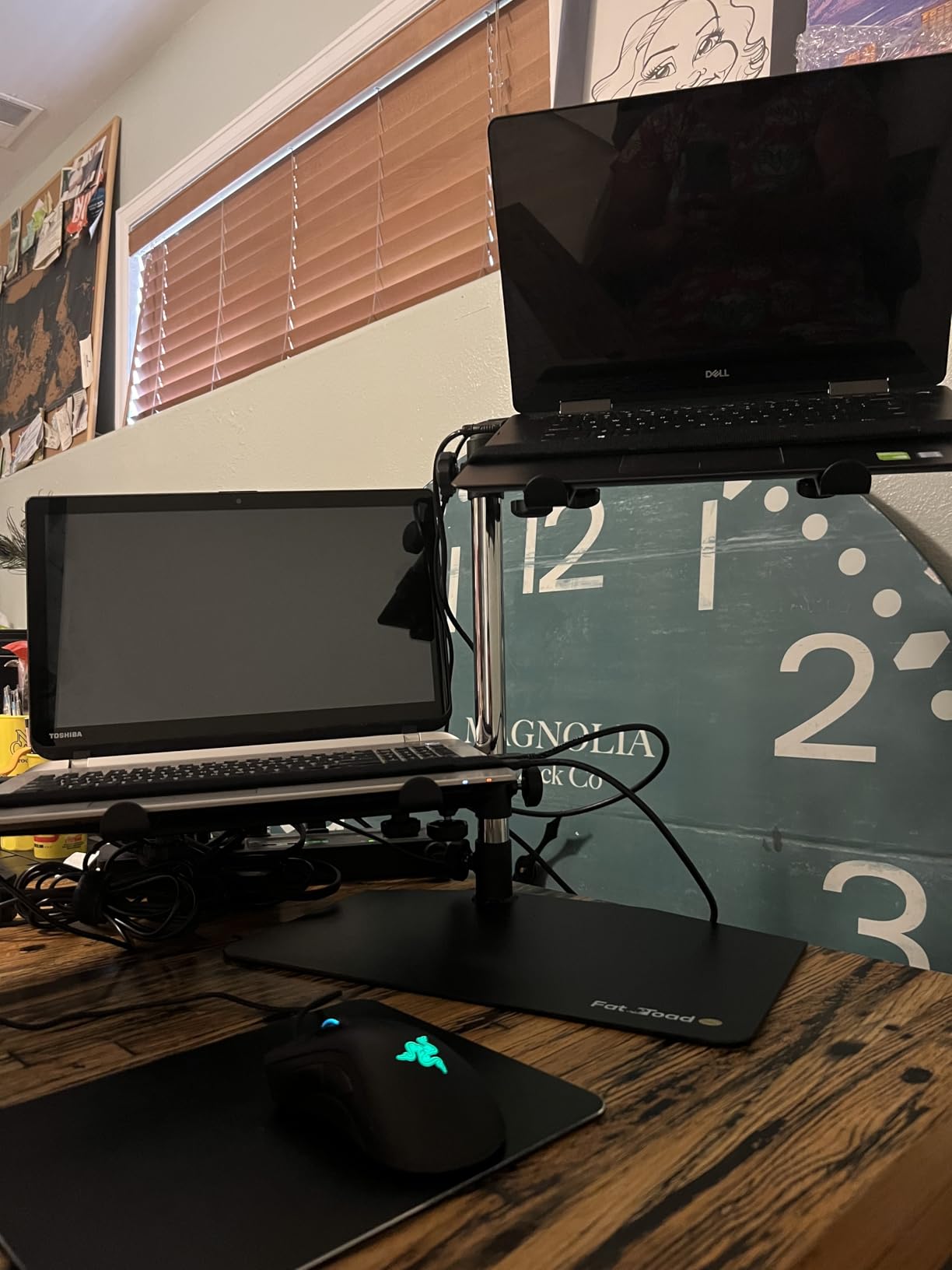 Fat Toad Double DJ Laptop Stand (Table-Top PRO Edition) - 2 Tier Portable PC Computer Equipment Rack with Support Mounts for Music Studio Mixers, Controllers, Monitors & Disc Jockey Booth Gear customer photo 1