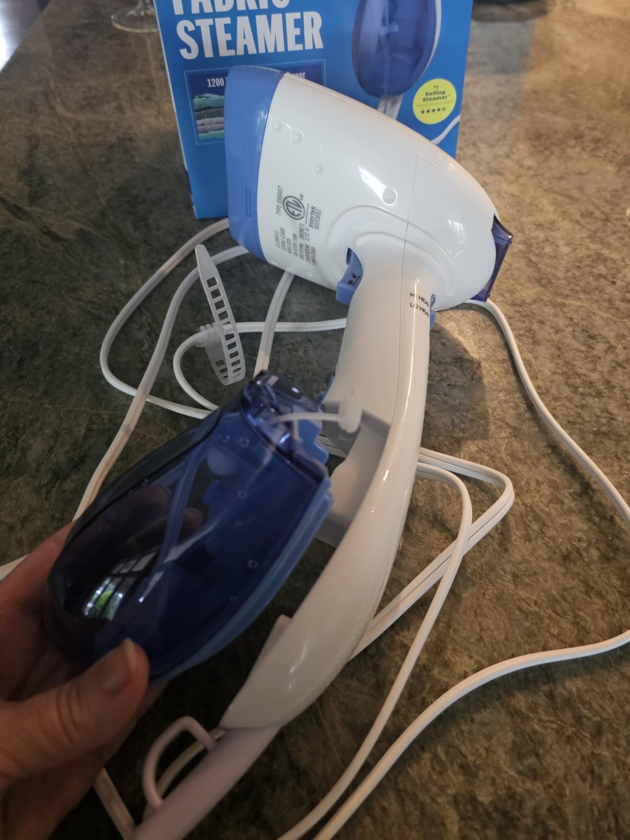 Conair Handheld Garment Steamer for Clothes, ExtremeSteam 1200W, Portable Handheld Design,White/Blue customer photo 2