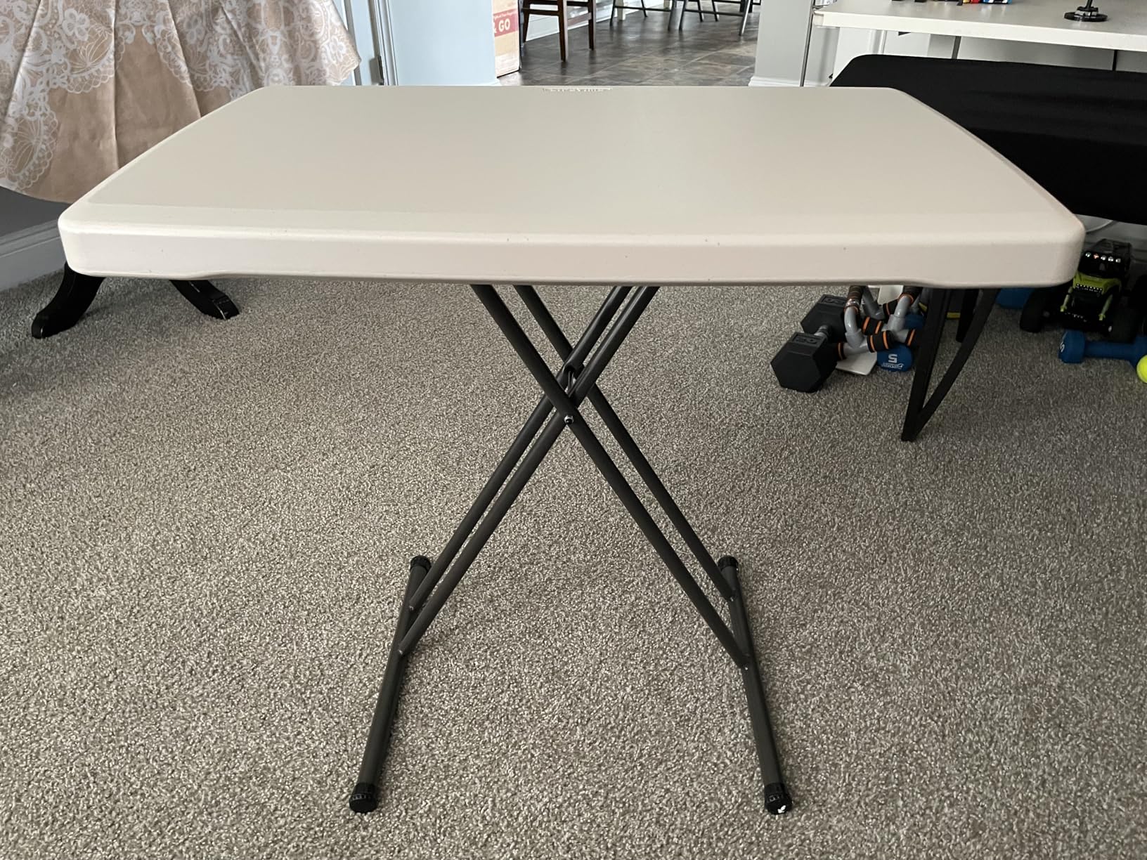 LIFETIME 80251 Adjustable Folding Laptop Table TV Tray, 26 Inch, White Granite customer photo 1