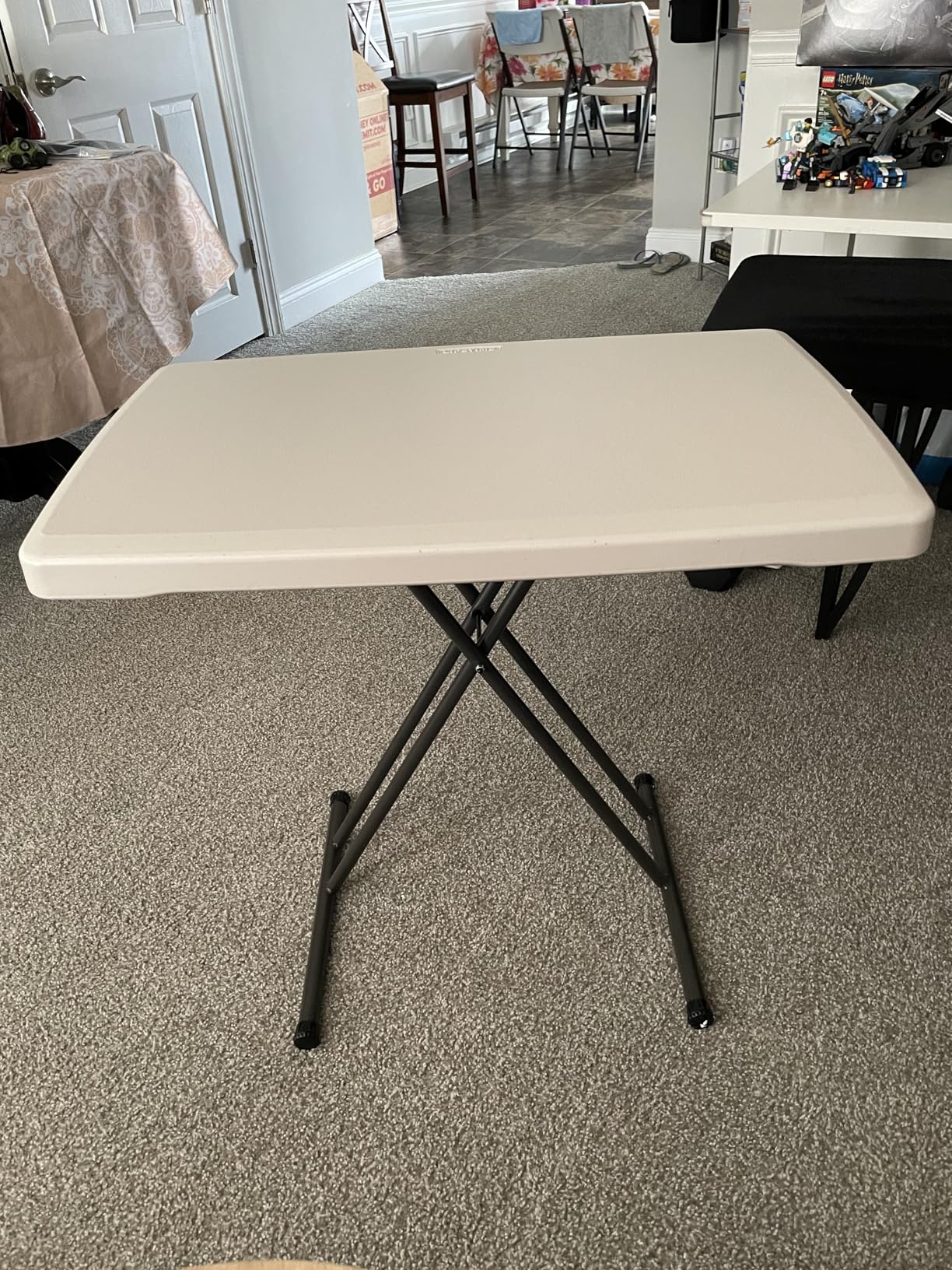 LIFETIME 80251 Adjustable Folding Laptop Table TV Tray, 26 Inch, White Granite customer photo 2