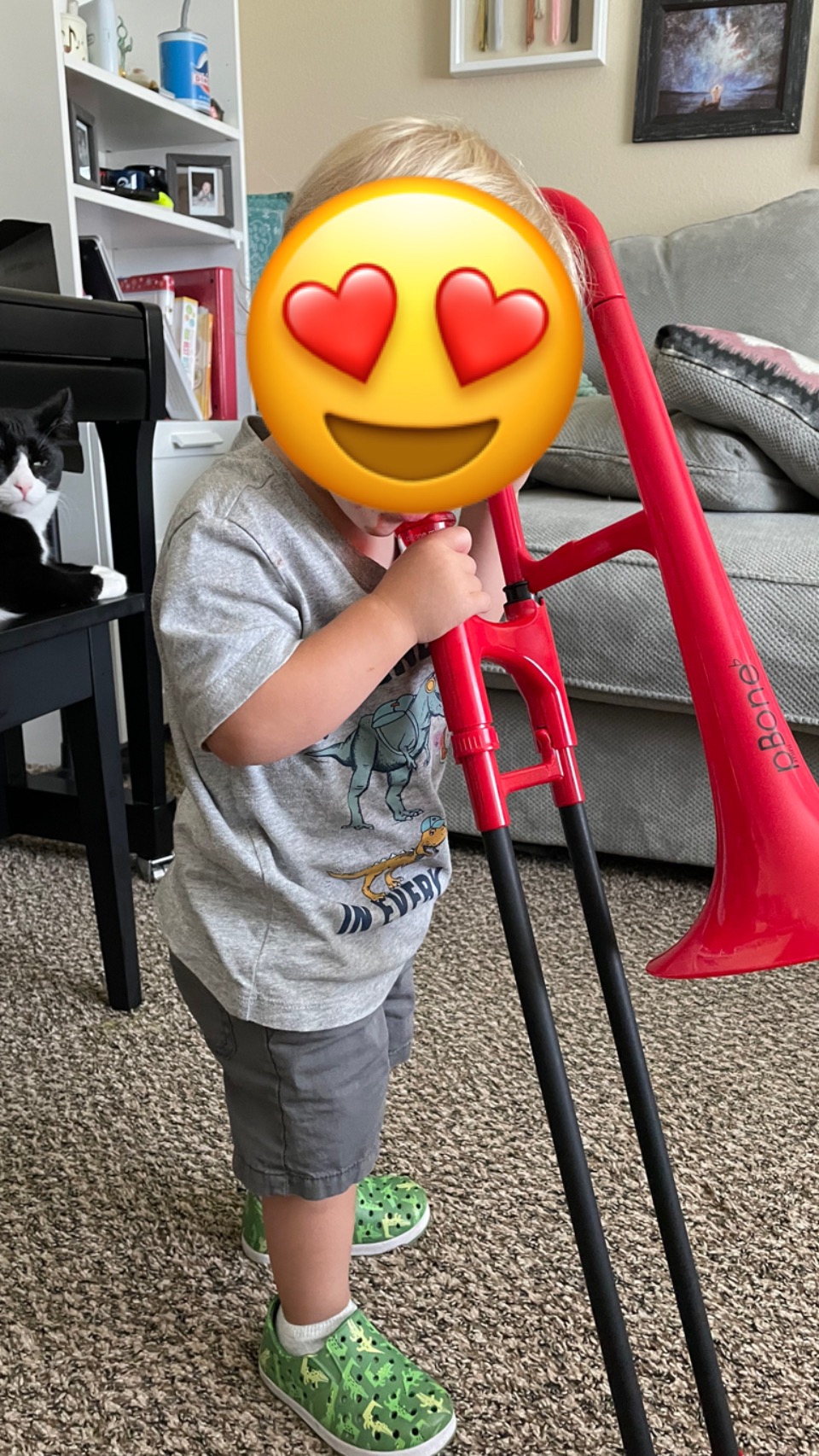 pBone Plastic Kids pBone Mini Trombone - Mouthpiece and Carrying Bag - Lightweight Versatile, Comfortable Ergonomic Grip - Eb Authentic Sound for Student & Beginner - Durable ABS Construction - Blue customer photo 1