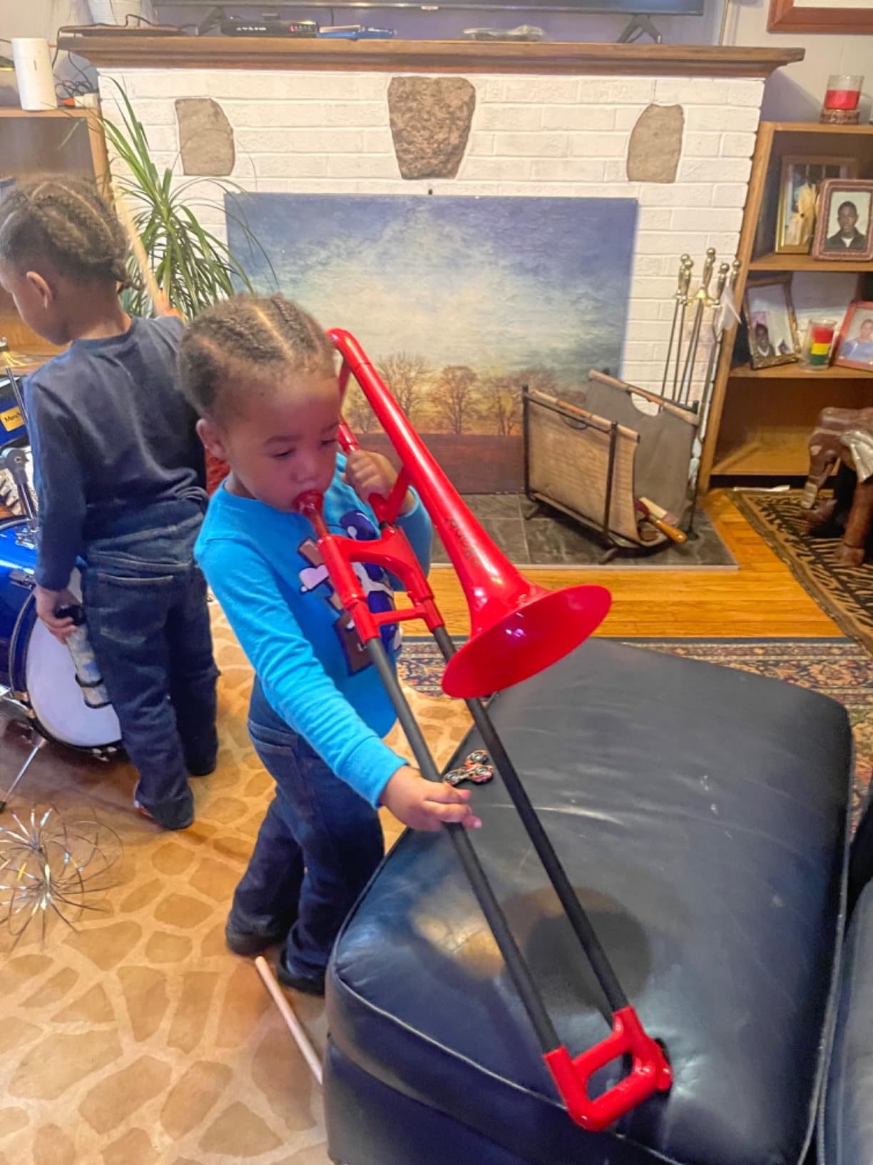 pBone Plastic Kids pBone Mini Trombone - Mouthpiece and Carrying Bag - Lightweight Versatile, Comfortable Ergonomic Grip - Eb Authentic Sound for Student & Beginner - Durable ABS Construction - Blue customer photo 2