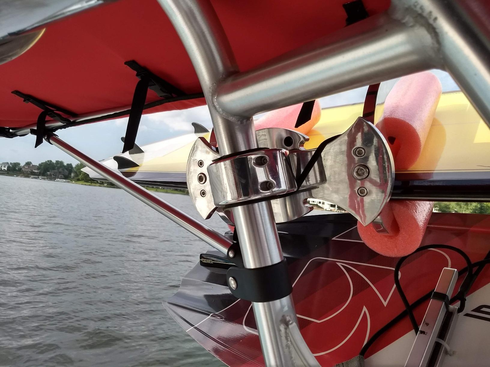 Krypt Towers Wakesurf Rack for Tower, Surfboard Rack for Boat, Holds 2 x Wakesurf Boards, Polished Aluminum Wakeboard Rack, Fits Clamp Tubing Sizes-1 3/4