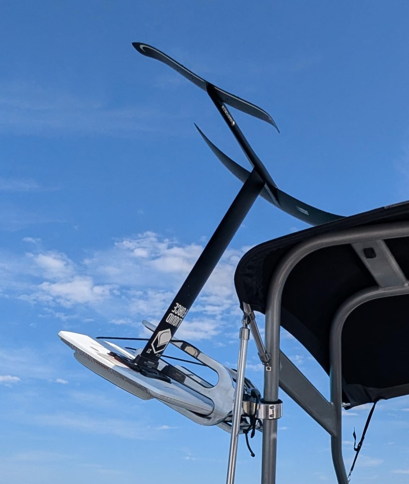 Krypt Towers Wakesurf Rack for Tower, Surfboard Rack for Boat, Holds 2 x Wakesurf Boards, Polished Aluminum Wakeboard Rack, Fits Clamp Tubing Sizes-1 3/4