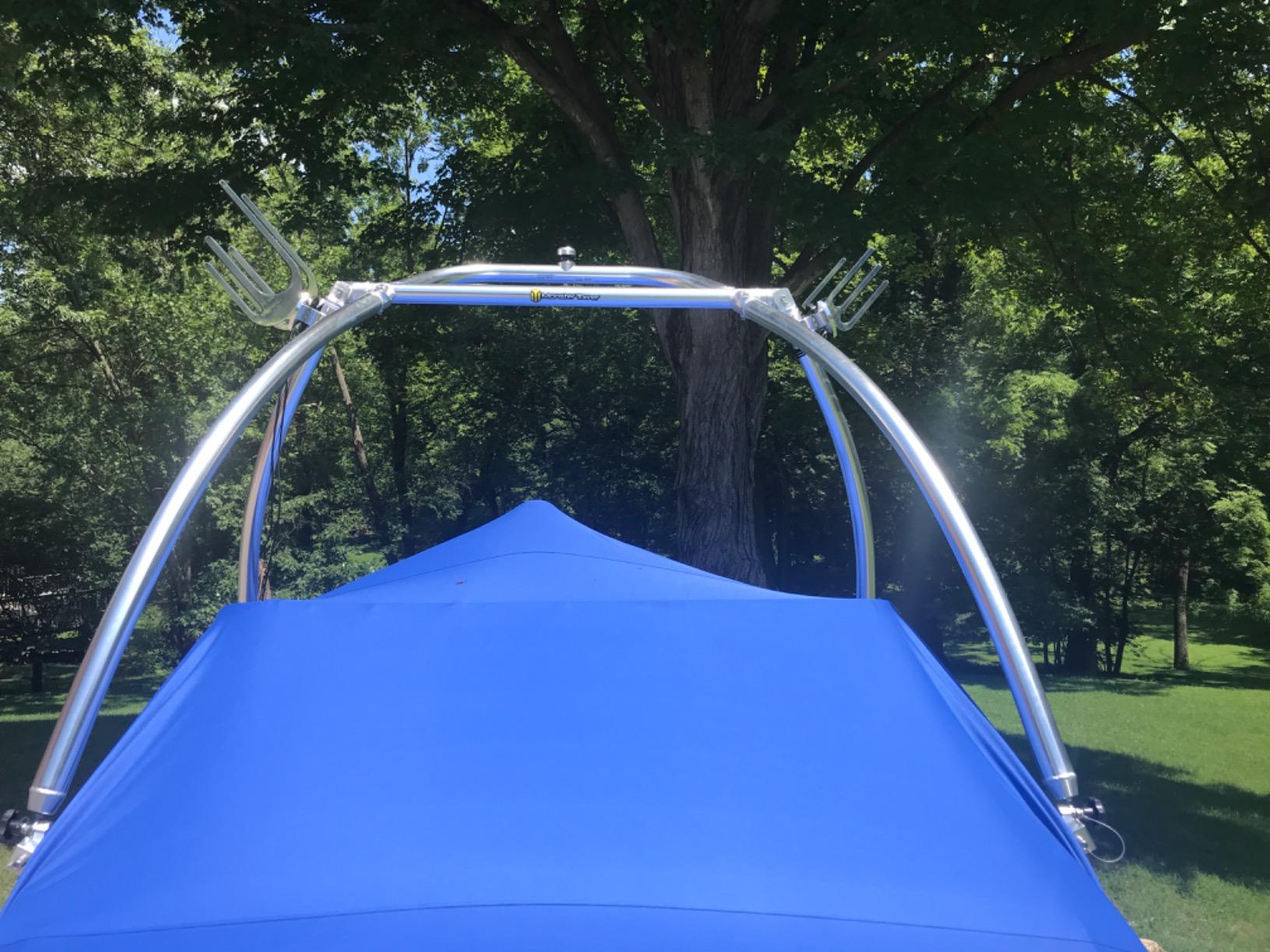 Krypt Towers Wakeboard Rack, Polished Aluminum Wakeboarding Tower Holder, Adjustable Angle Base to Level with Boat, Clamp Fits Tubing Sizes: 1 3/4