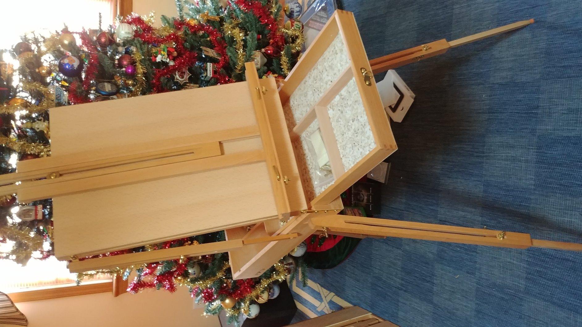 U.S. Art Supply Large Beechwood French Easel, Adjustable Plein Air Easels Sketchbox Tripod for Field & Studio Painting Easel for Adults, Drawing, Display - Portable with Artist Drawer & Palette customer photo 2