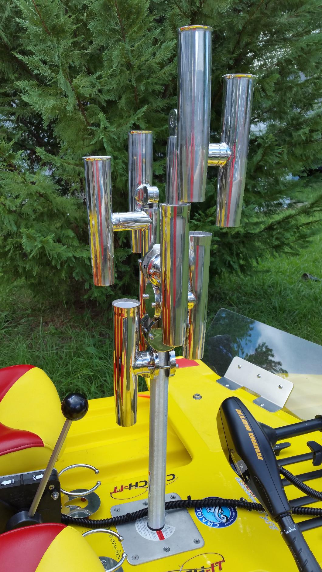Amarine Made 2Pcs Fishing Rod Holder, Stainless Tournament Style Clamp on Rod Holder, Rail Mount Fishing Pole Holder for Rails 1-1/4