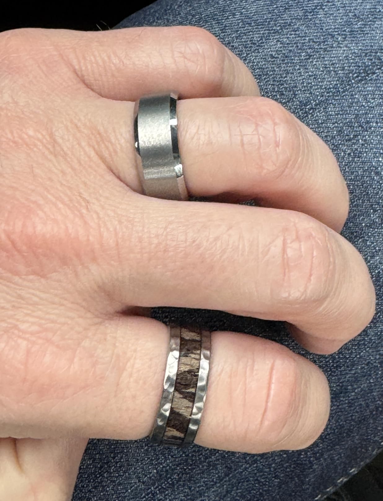 Tungsten Men's Wedding Ring - Available in 6mm to 10mm, Black/Silver, Matte Finish, Beveled Polished Edge, Comfort Fit customer photo 1