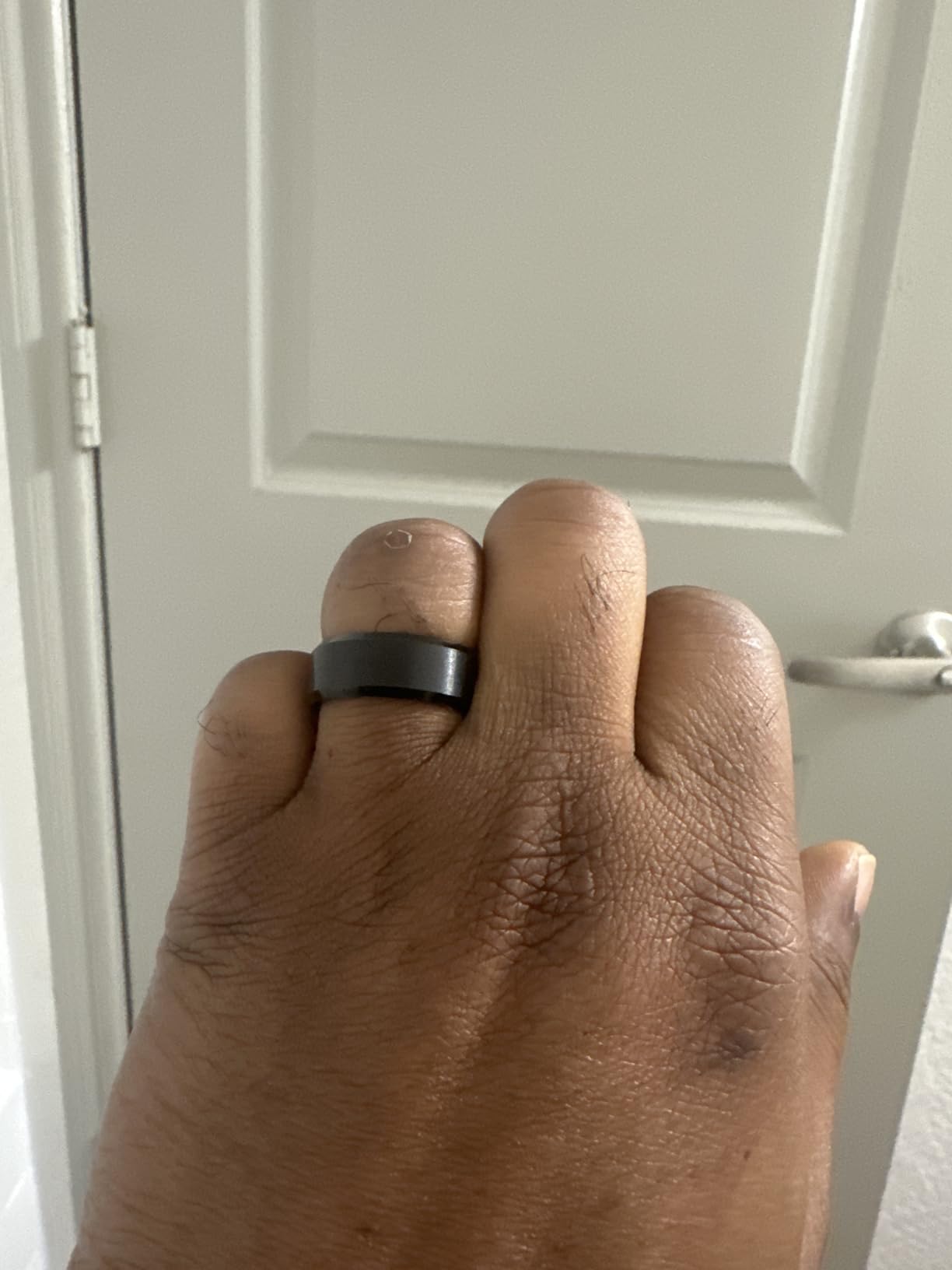 Tungsten Men's Wedding Ring - Available in 6mm to 10mm, Black/Silver, Matte Finish, Beveled Polished Edge, Comfort Fit customer photo 2