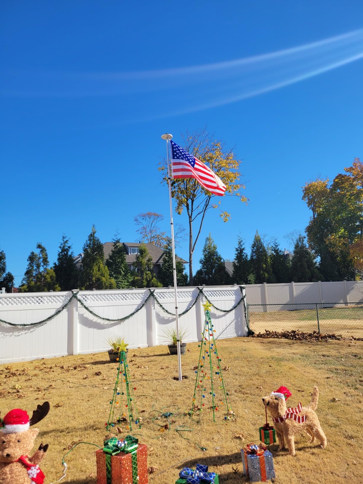 Yeshom 20ft Telescopic Flag Pole Kit with 3'x5' US American Flag & Ball Top Sleeve Set Aluminum Telescoping Flagpole Fly 2 Flags for Outdoor Tailgate Camper RV Tire Mount Inground Outside House customer photo 1