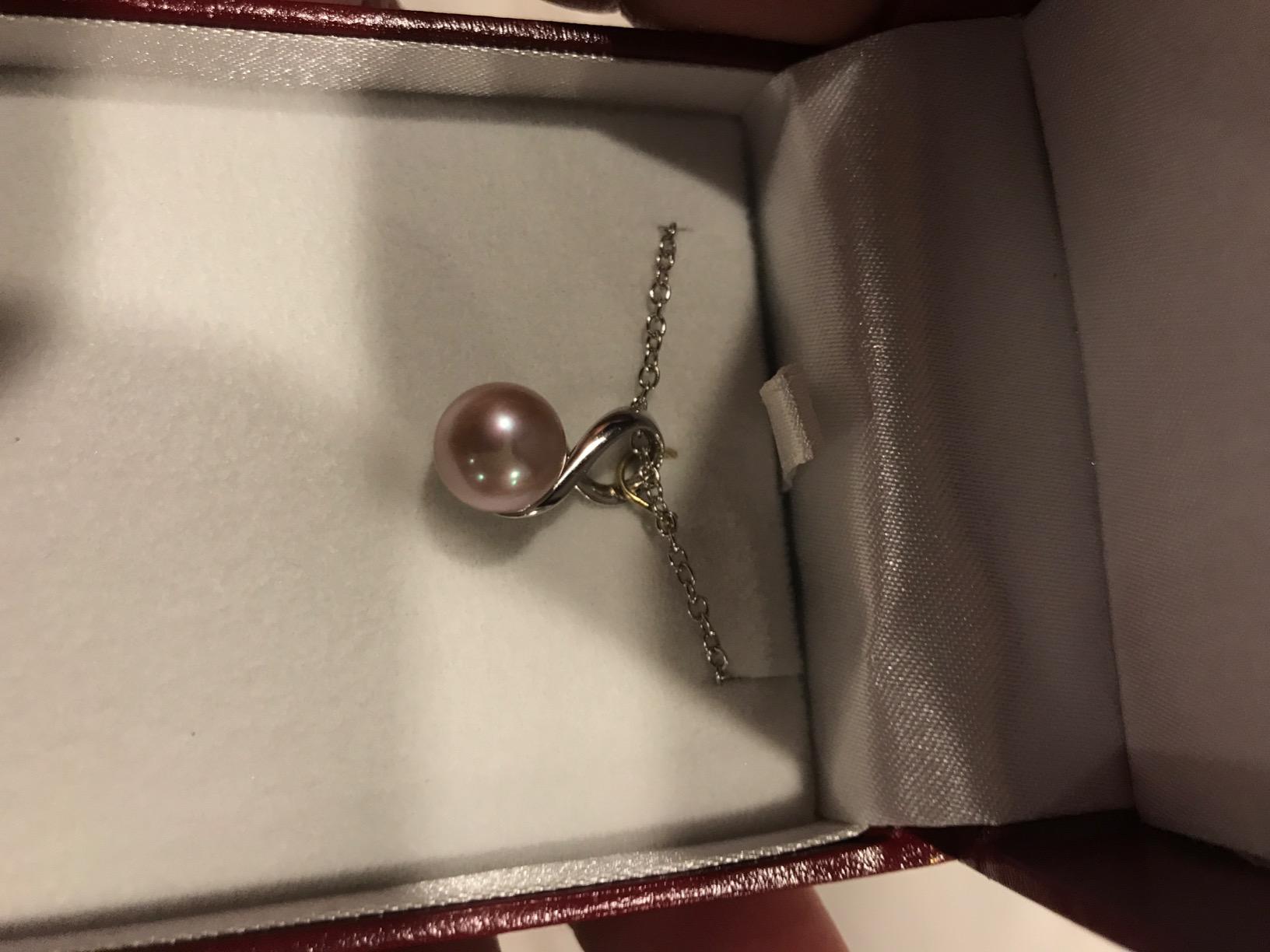 Real Pearl Pendant Necklace for Women, 14K Gold Plated Sterling Silver, Genuine AAAA Cultured Freshwater Pearl, 9-9.5mm Pearl Infinity Pendant Necklace, Adjustable Chain customer photo 1