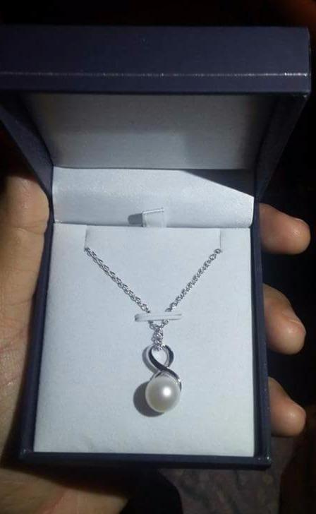 Real Pearl Pendant Necklace for Women, 14K Gold Plated Sterling Silver, Genuine AAAA Cultured Freshwater Pearl, 9-9.5mm Pearl Infinity Pendant Necklace, Adjustable Chain customer photo 2