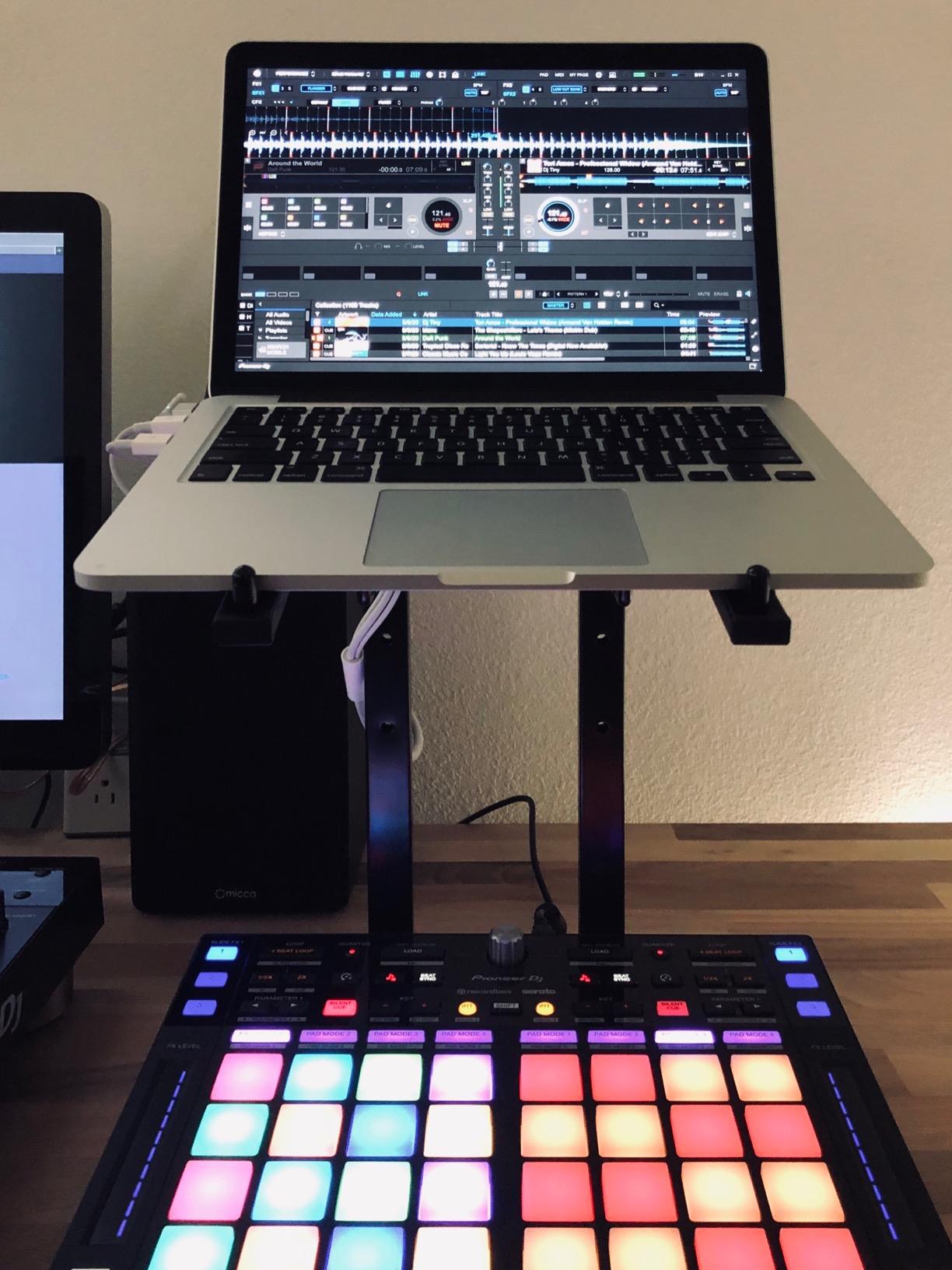 Rockville RLS2400 Lightweight Folding DJ Laptop Stand, Adjustable Height, Extra Shelf, Travel Bag, for DJs and Mobile Performers customer photo 2