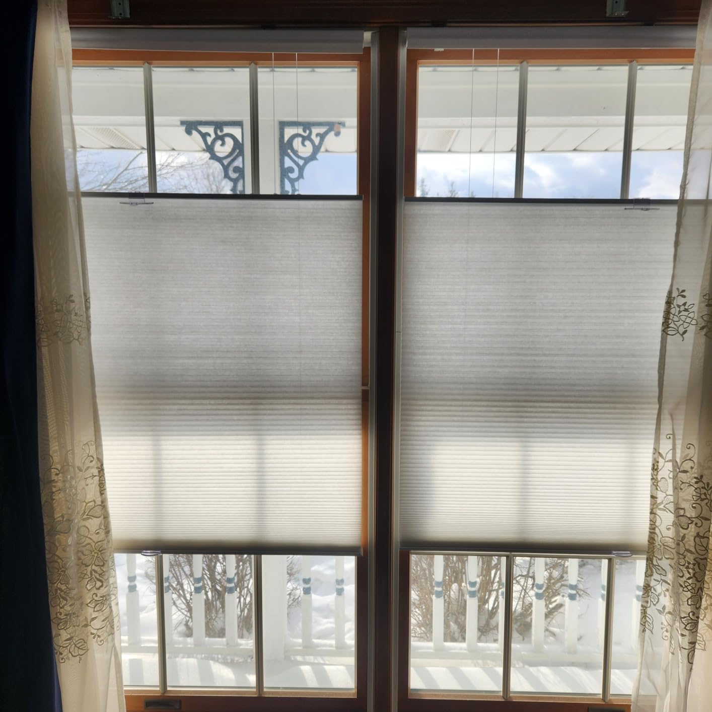 Cordless Cellular Pleated Window Shades - 27 Inch Width, 64 Inch Length - White - Light Filtering Top-Down Honeycomb Pull Down Blinds for Windows and Skylights by Achim Home Decor customer photo 2
