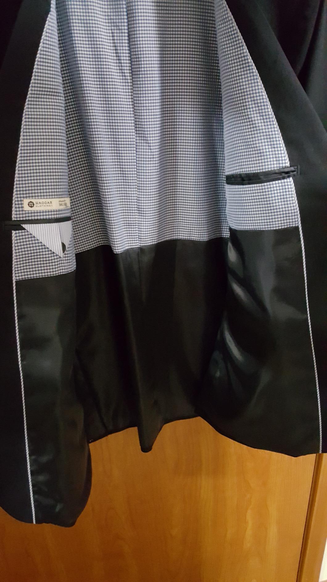 Haggar Men's Travel Stretch Tailored Fit 2-Button Side Vent Solid Blazer customer photo 1