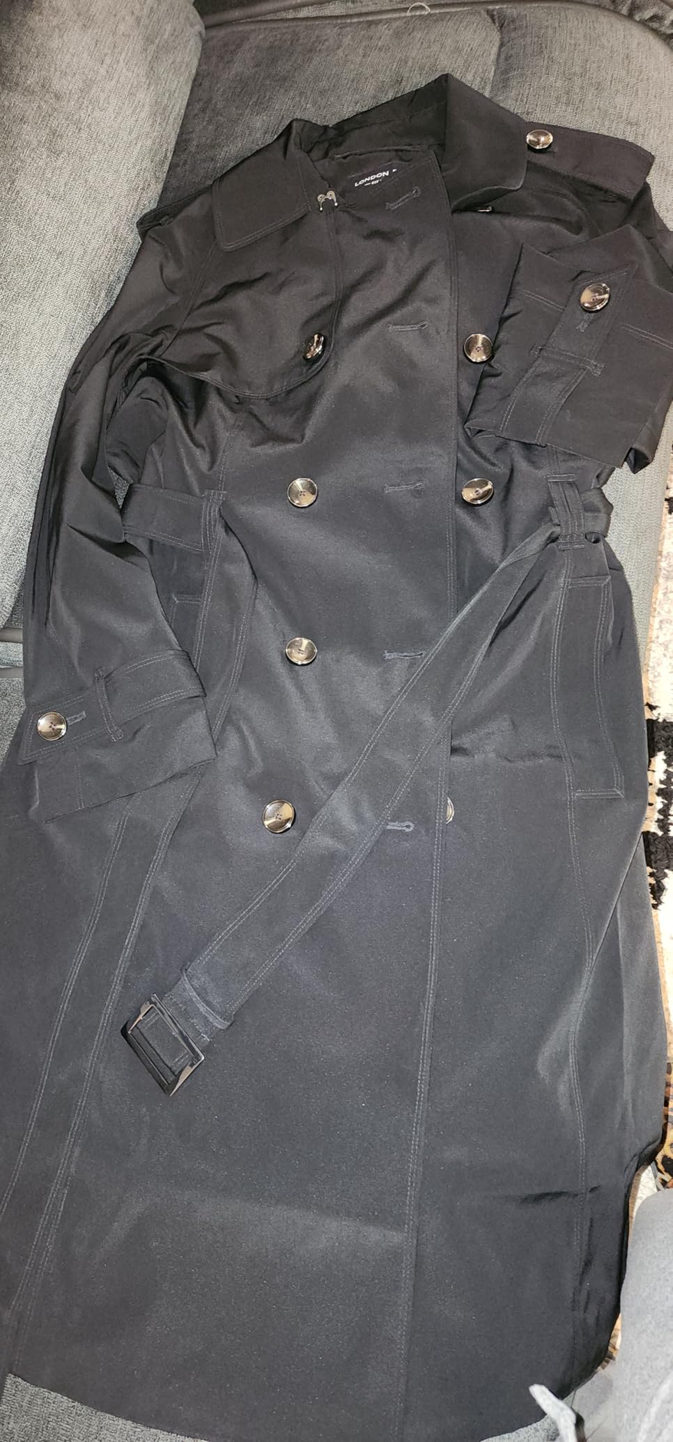 womens Double-Breasted Long Trench Coat with Belt customer photo 1