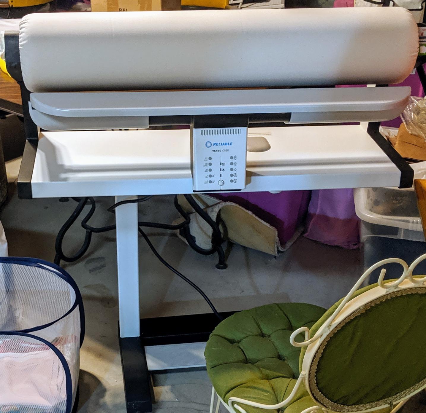 Reliable 100SR Rotary Steam Press - Verve Steam Press With Foot Pedal Control, 3 Steam Settings, Variable Speed, Dual-End Feed for Ironing Long Sheets, 1800W Heating Element, Safety Release Lever customer photo 2