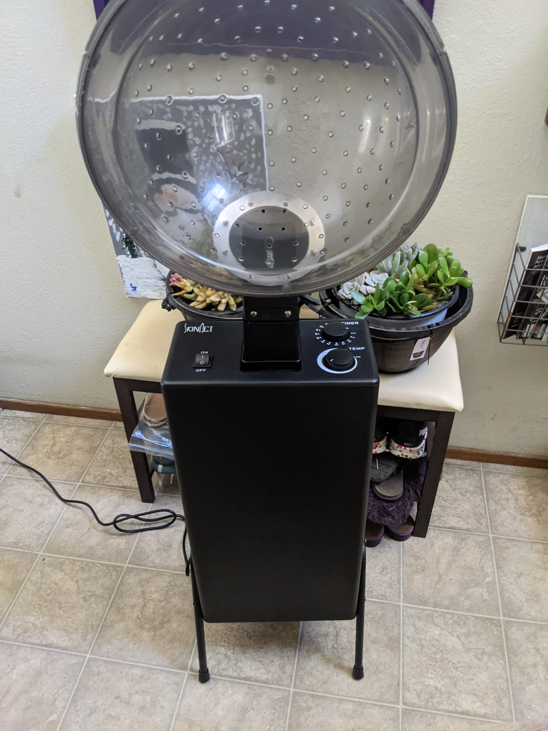SKINACT Hooded Conditioning Hair Dryer 1150W with Stand, 60-Minute Timer, Temperature Adjustable, Angle & Height Adjustable Downdraft Hood customer photo 2