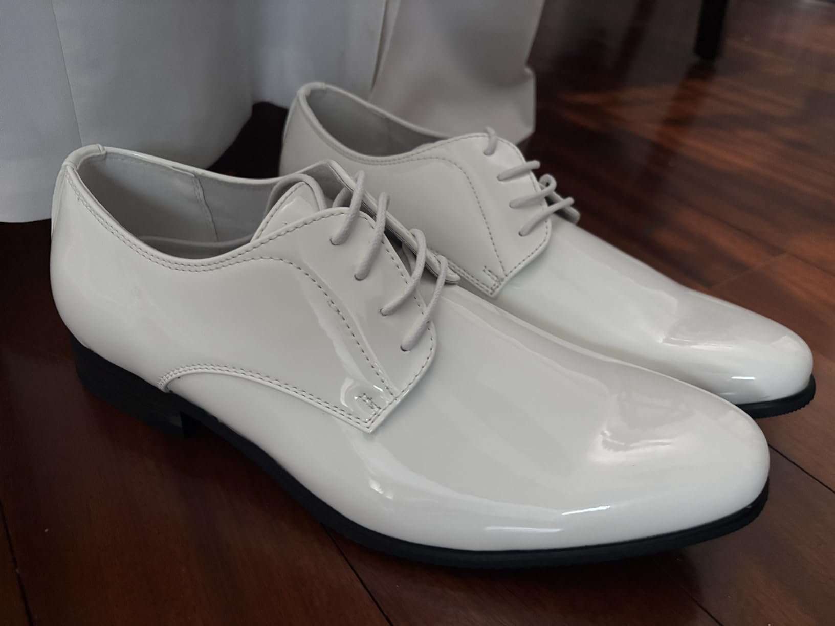 Bruno Marc Men's Faux Patent Leather Tuxedo Dress Shoes Classic Lace-up Formal Oxford customer photo 2