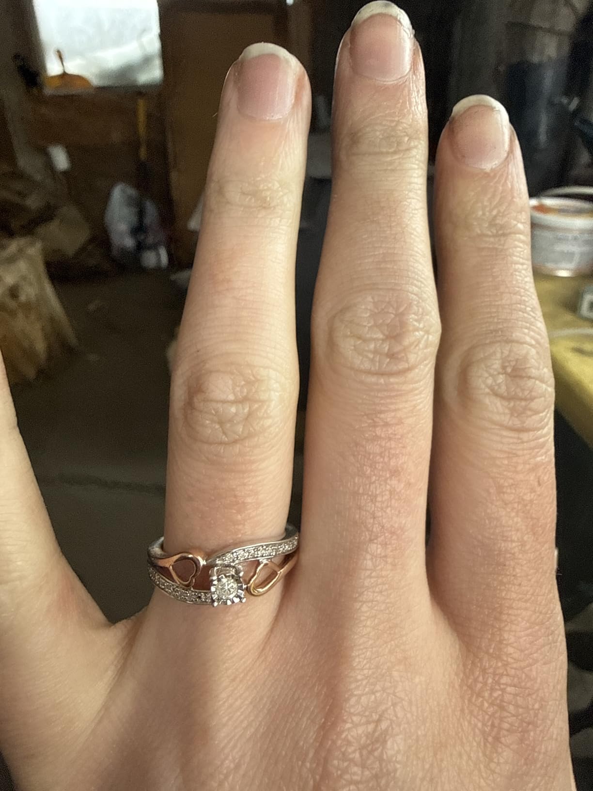 Diamond Promise Ring Heart in 10KT Rose Gold and Sterling Silver 1/10 CTTW (H-I Color, I2-I3 Clarity) customer photo 2