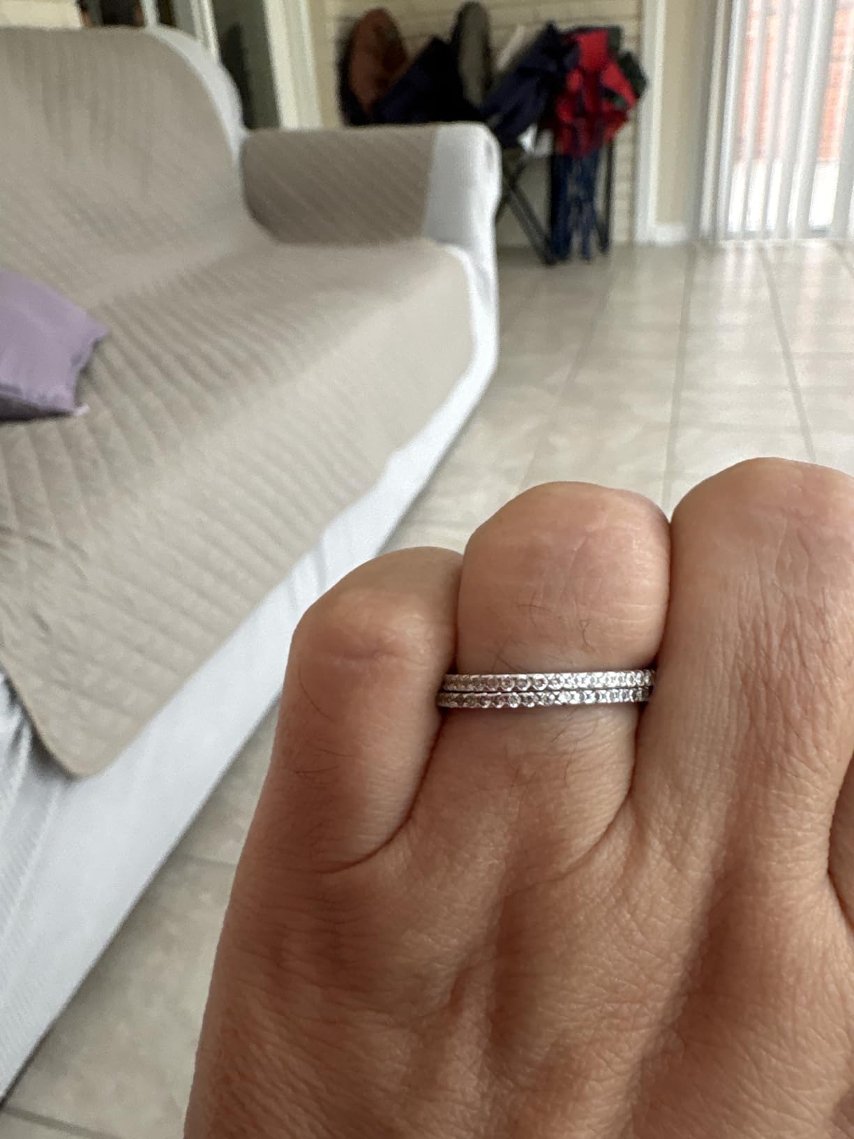 PAVOI Gold Plated Solid 925 Sterling Silver CZ Simulated Diamond Stackable Ring Eternity Bands for Women customer photo 1