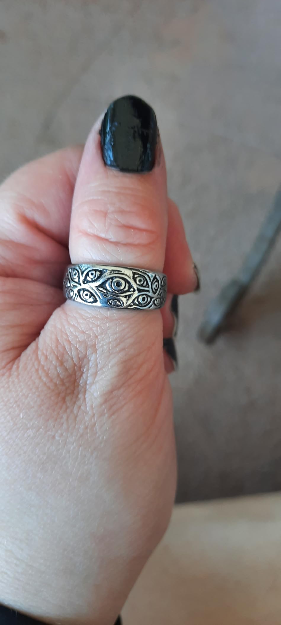 Men's Vintage Stainless Steel Engraved Eye of God Ring Black Gold Silver Tone customer photo 2