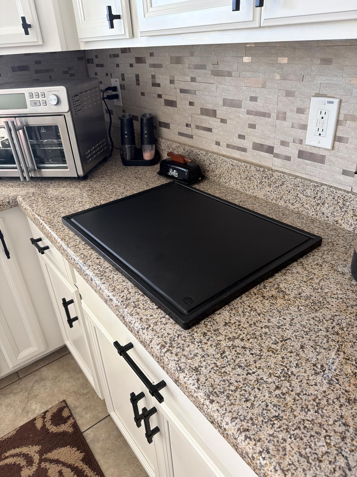 Commercial Grade Plastic Cutting Board with Juice Groove - 18 x 12 Inch for Carving Meat, Grilling, BBQ - 1/2