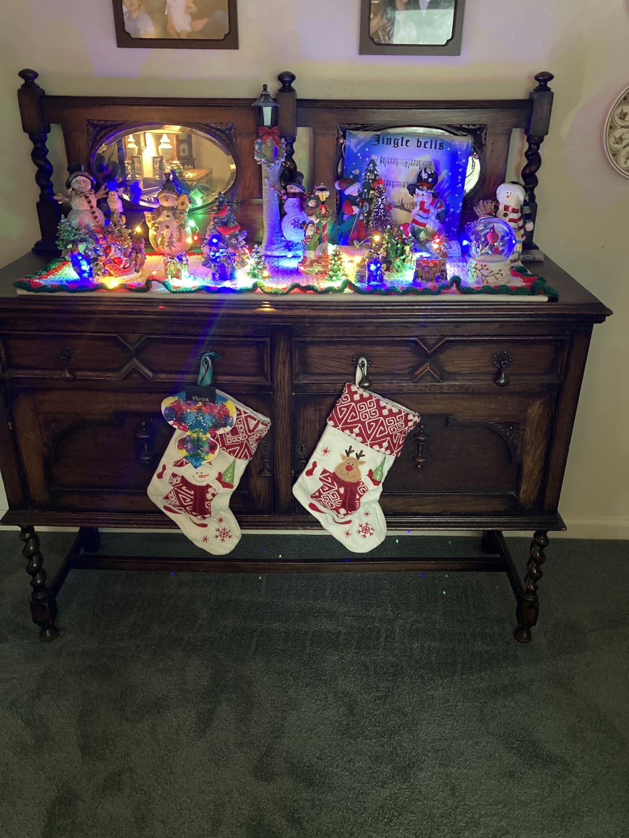 WEWILL Classic Christmas Stockings Set of 2 Elk, Snowman Xmas Character 17 inch Christmas Decorations Gift for Family Kids (Style 4) customer photo 2