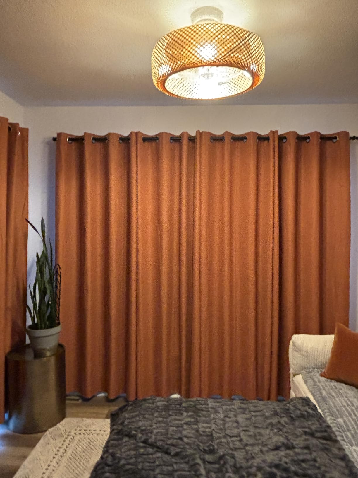 Yakamok Room Darkening Gray Blackout Curtains 84 Inch Long Light Blocking Thermal Insulated Window Treatment Grommet Drapes for Bedroom Living Room, 52W x 84L, Grey Curtains, 2 Panels customer photo 1