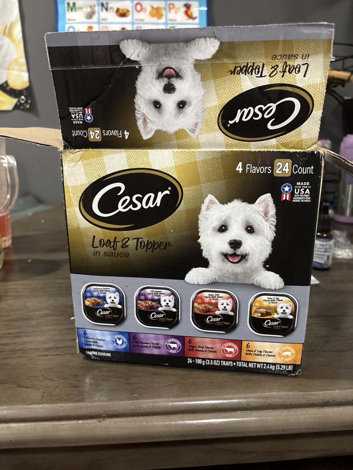 Cesar Loaf in Sauce Wet Dog Food Rotisserie Chicken, Filet Mignon, Angus Beef, and Ham & Egg Flavors Variety Pack, 3.5 oz. Trays, 24 Count customer photo 1