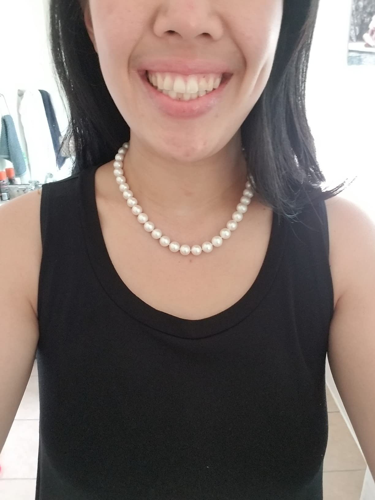 White Freshwater Cultured Pearl Necklace for Women in 18 Inch Princess Length customer photo 1