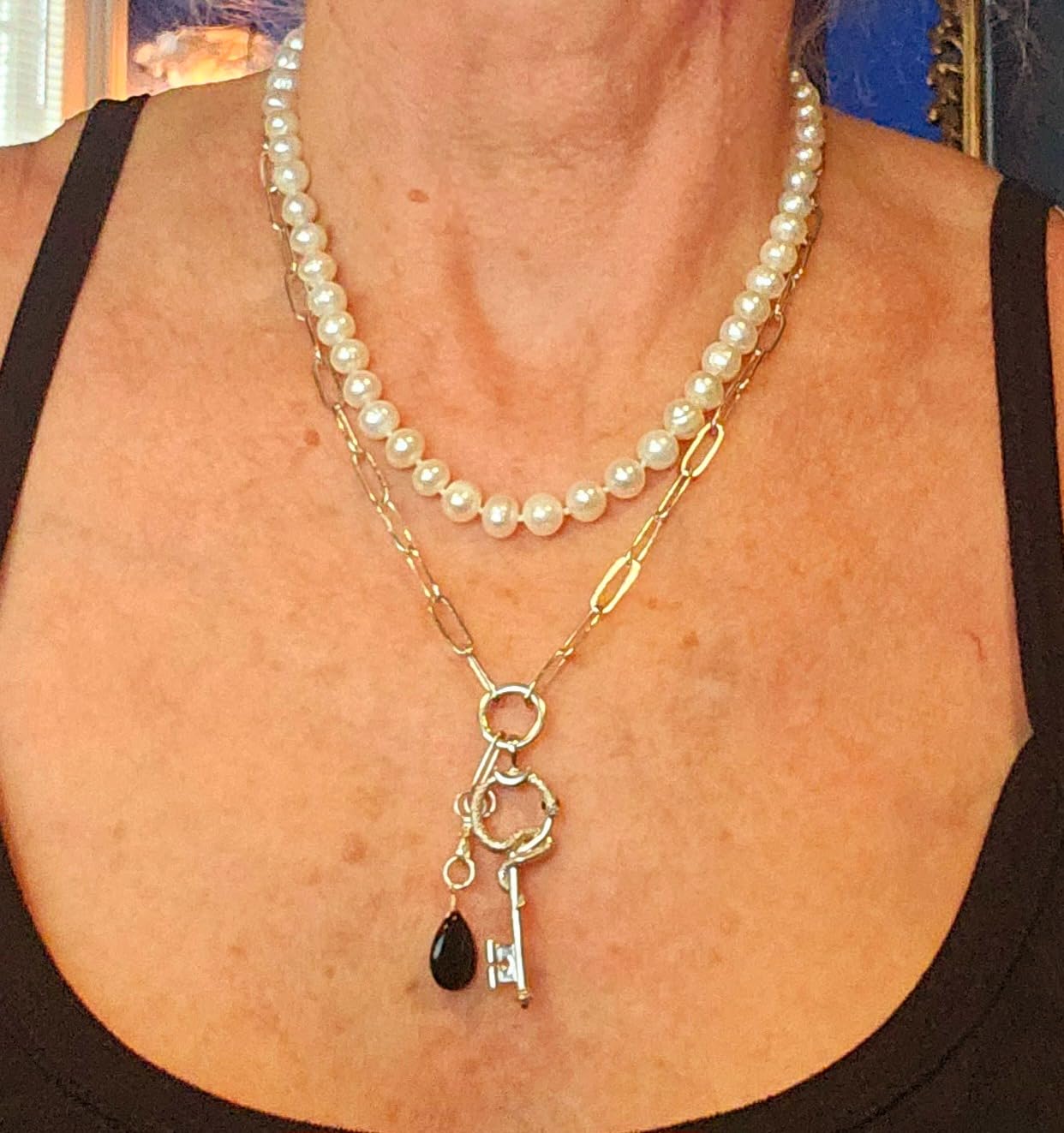 White Freshwater Cultured Pearl Necklace for Women in 18 Inch Princess Length customer photo 2