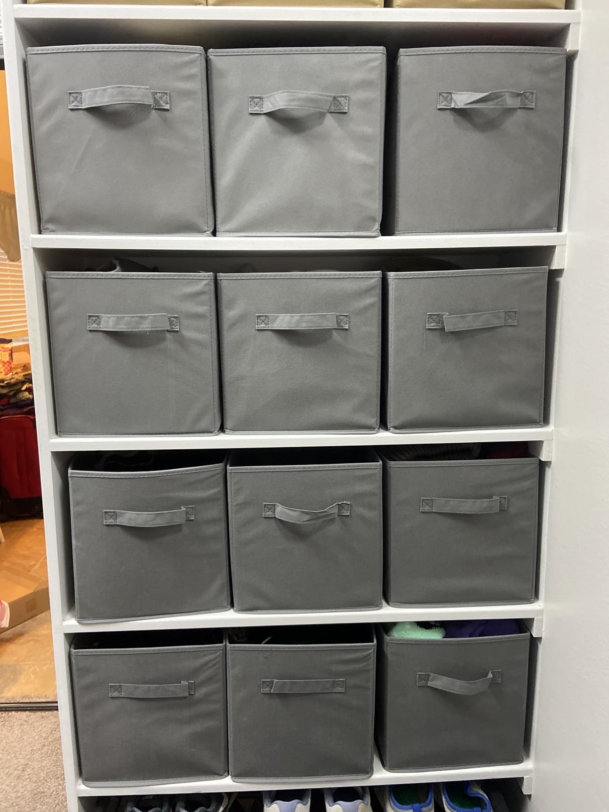 Amazon Basics Collapsible Fabric Storage Bins Organizer with Handles, Sturdy, Foldable, 10.5