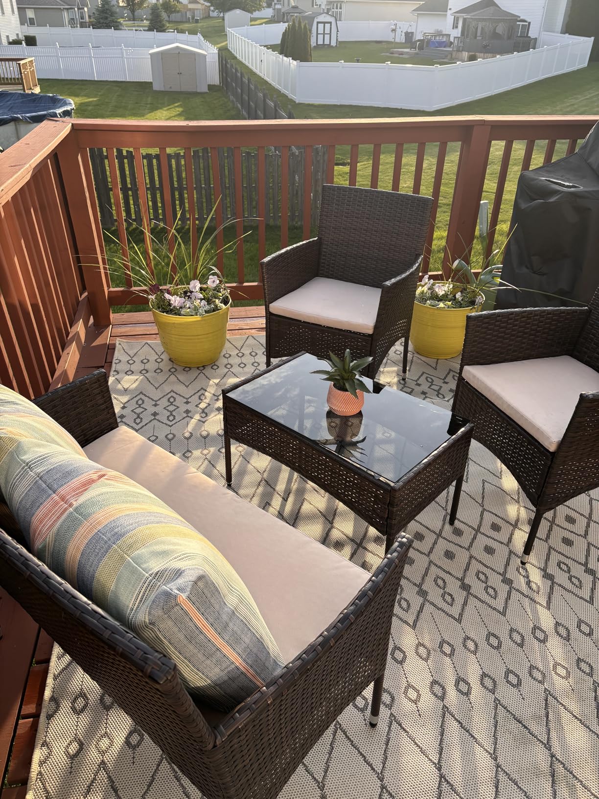 Homall 4 Pieces Outdoor Patio Furniture Sets Rattan Chair Wicker Set, Outdoor Indoor Use Backyard Porch Garden Poolside Balcony Furniture (Brown and Beige) customer photo 1